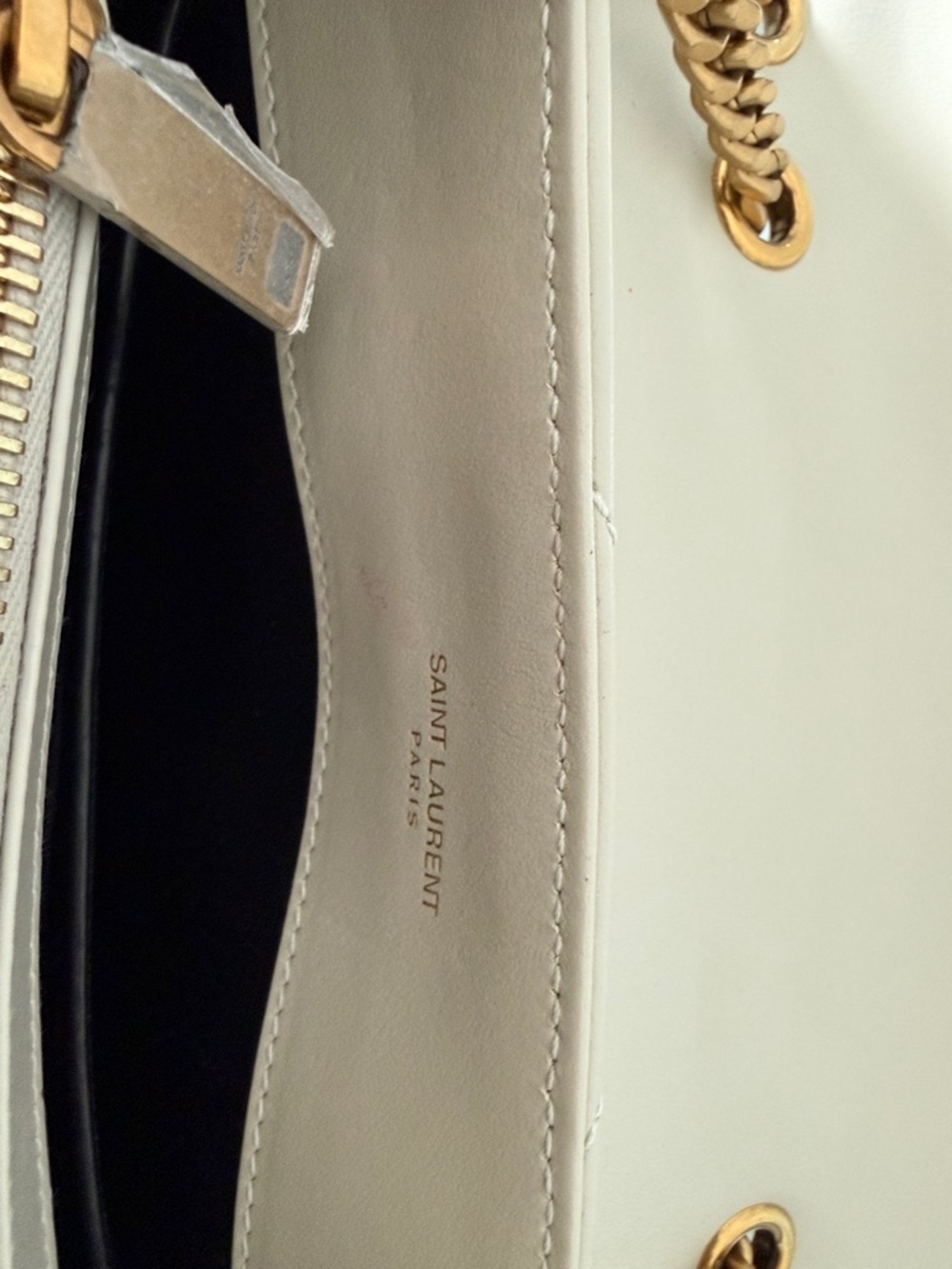 Saint Laurent Cream Quilted Leather Shoulder Bag with Gold YSL Hardware - Picture 5 of 5